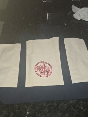 Trader Joe's Canvas Tote Bag in Cream and Navy